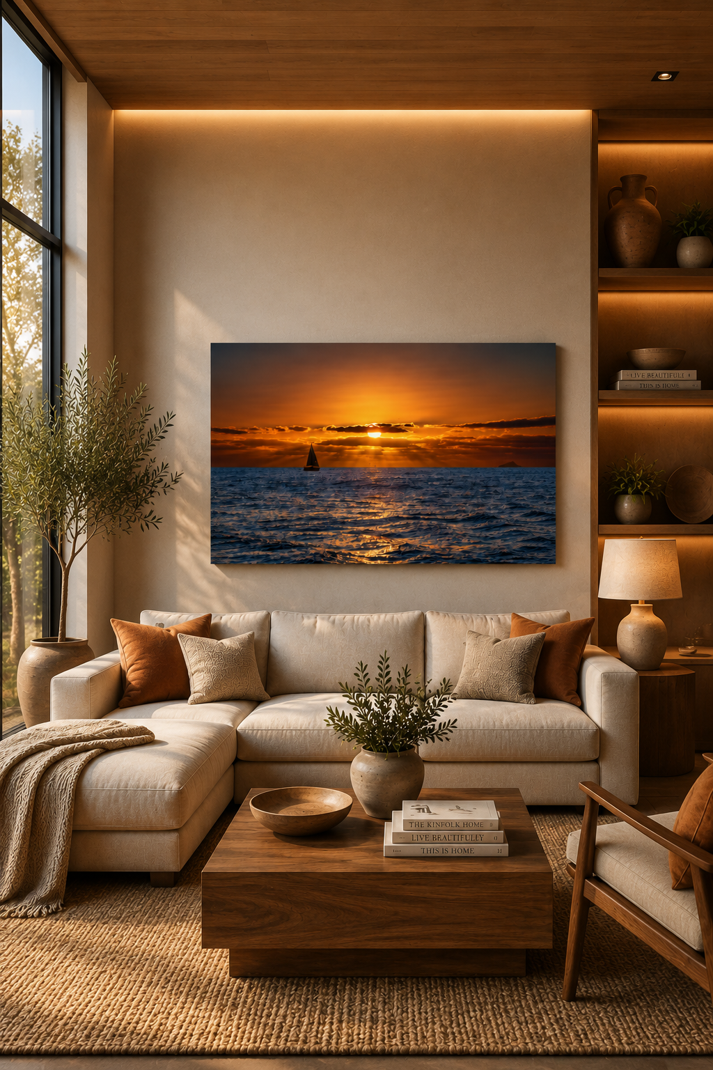 Fine art photography displayed in a modern living room
